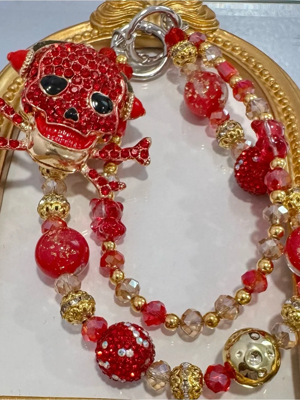 NeRed and Gold Beaded Phone Chain